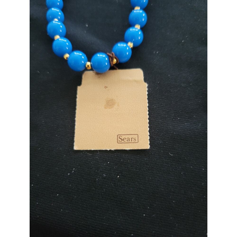 Vintage Pair of Blue Bead Necklace SEARS Gold Tone Clasp 30" Nice - Picture 3 of 13